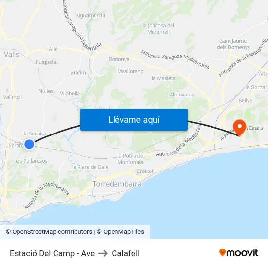 Estació Del Camp - Ave to Calafell map