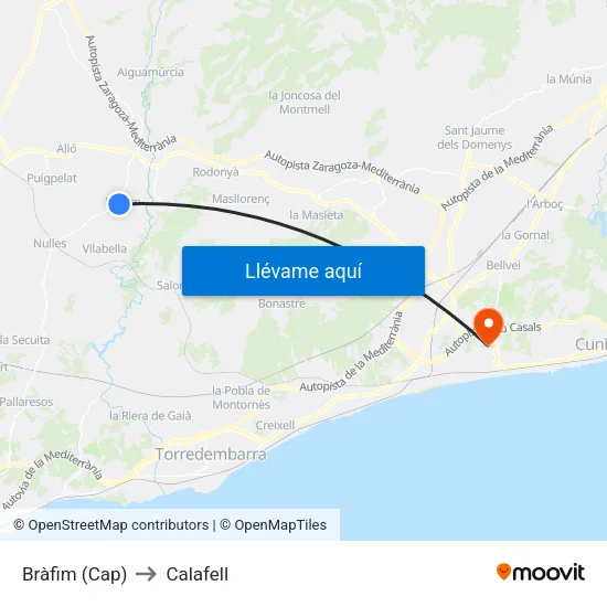 Bràfim (Cap) to Calafell map