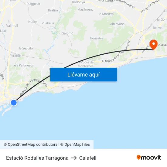 Estació Rodalies Tarragona to Calafell map