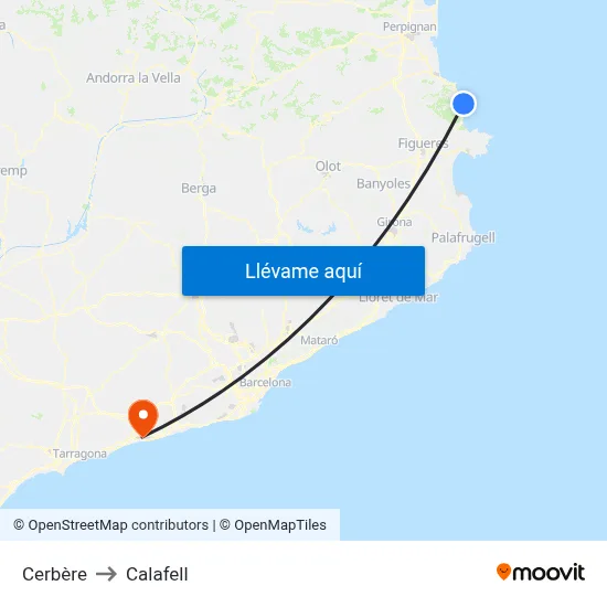 Cerbère to Calafell map