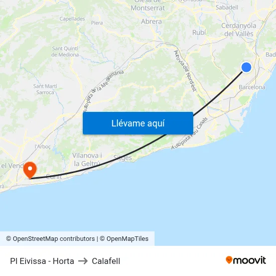 Pl Eivissa - Horta to Calafell map