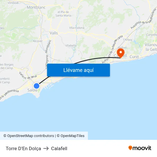 Torre D'En Dolça to Calafell map