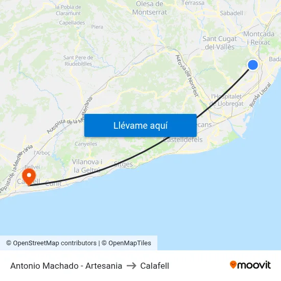 Antonio Machado - Artesania to Calafell map