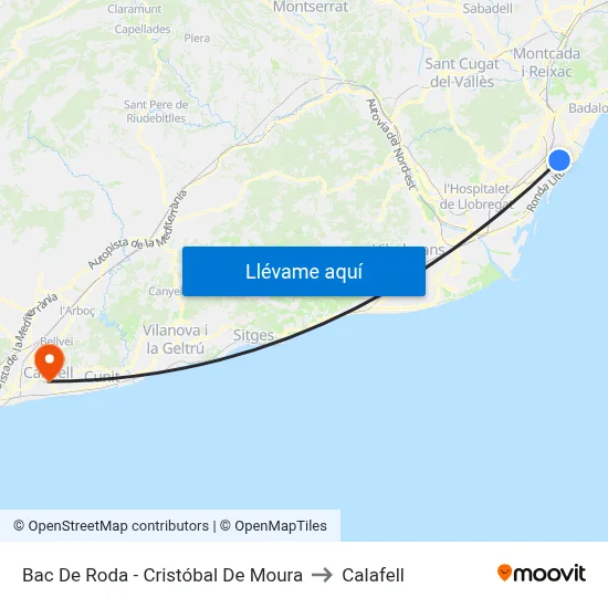 Bac De Roda - Cristóbal De Moura to Calafell map
