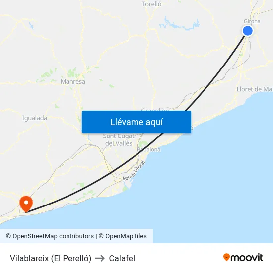 Vilablareix (El Perelló) to Calafell map