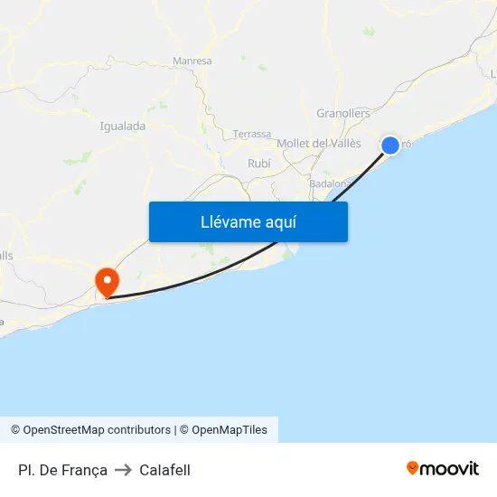 Pl. De França to Calafell map
