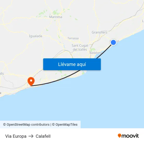 Via Europa to Calafell map