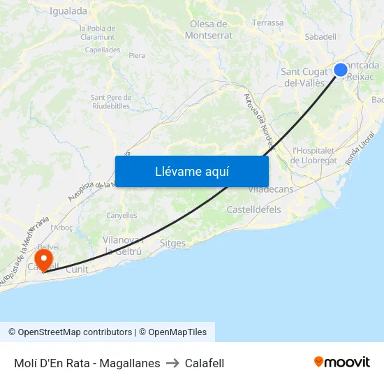 Molí D'En Rata - Magallanes to Calafell map