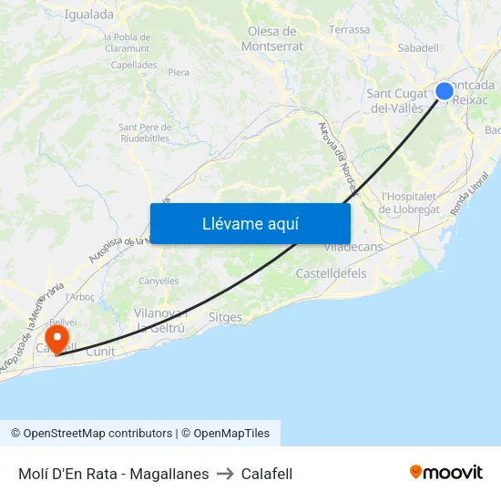 Molí D'En Rata - Magallanes to Calafell map