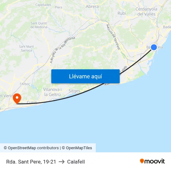 Rda. Sant Pere, 19-21 to Calafell map
