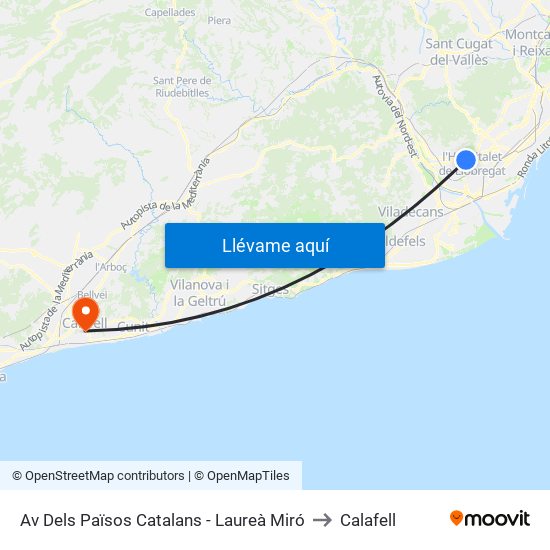 Av Dels Països Catalans - Laureà Miró to Calafell map
