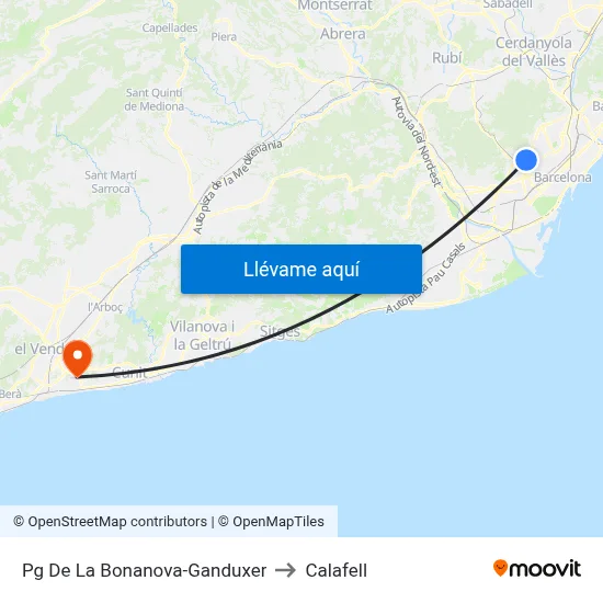 Pg De La Bonanova-Ganduxer to Calafell map