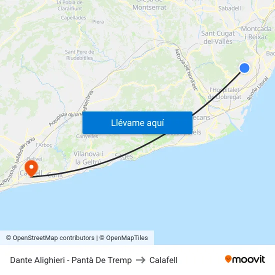 Dante Alighieri - Pantà De Tremp to Calafell map