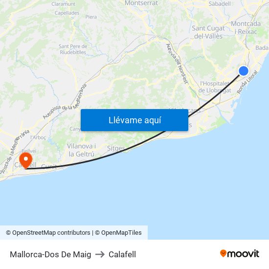 Mallorca-Dos De Maig to Calafell map