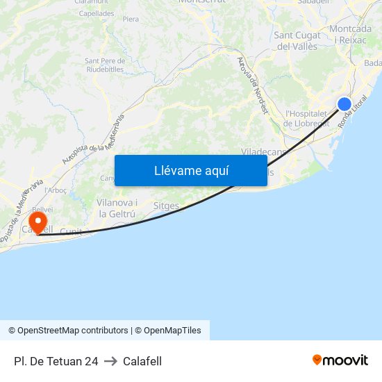 Pl. De Tetuan 24 to Calafell map