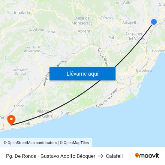 Pg. De Ronda - Gustavo Adolfo Bécquer to Calafell map