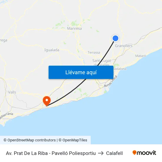 Av. Prat De La Riba - Pavelló Poliesportiu to Calafell map