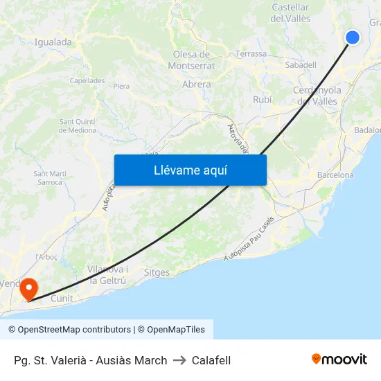 Pg. St. Valerià - Ausiàs March to Calafell map