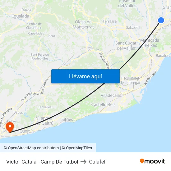 Víctor Català - Camp De Futbol to Calafell map