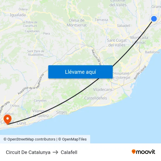 Circuit De Catalunya to Calafell map