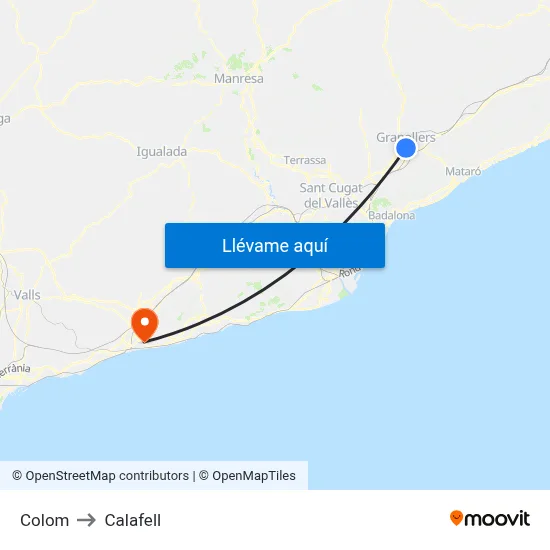 Colom to Calafell map