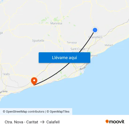 Ctra. Nova - Caritat to Calafell map