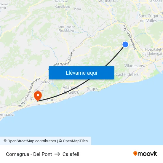 Comagrua - Del Pont to Calafell map