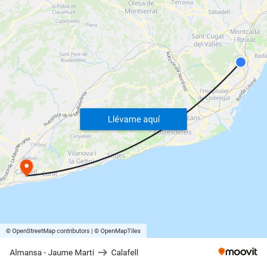 Almansa - Jaume Martí to Calafell map