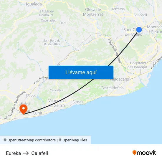 Eureka to Calafell map