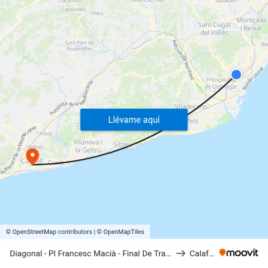 Diagonal - Pl Francesc Macià - Final De Trajecte to Calafell map