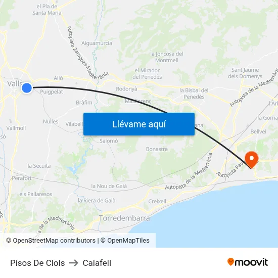 Pisos De Clols to Calafell map