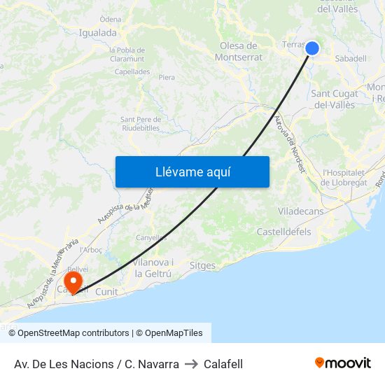 Av. De Les Nacions / C. Navarra to Calafell map
