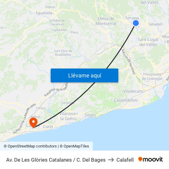 Av. De Les Glòries Catalanes / C. Del Bages to Calafell map