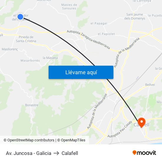 Av. Juncosa - Galicia to Calafell map