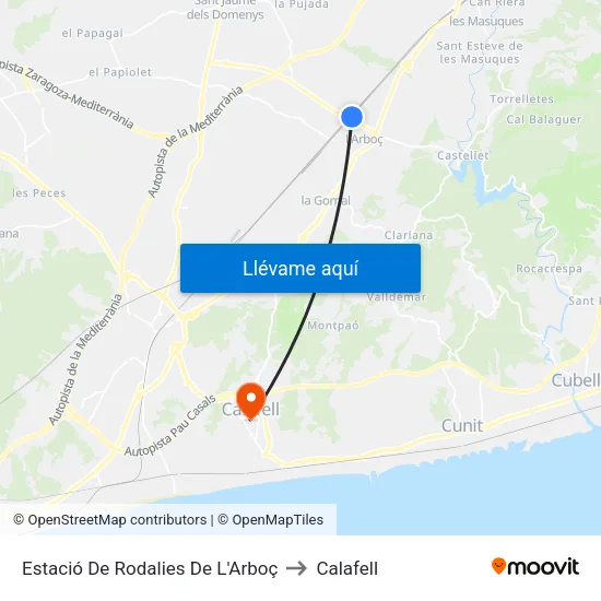 Estació De Rodalies De L'Arboç to Calafell map