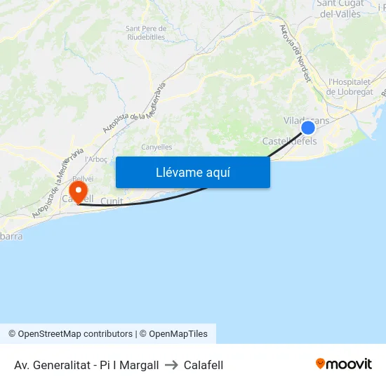 Av. Generalitat - Pi I Margall to Calafell map