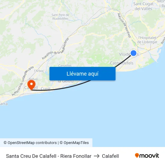 Santa Creu De Calafell - Riera Fonollar to Calafell map