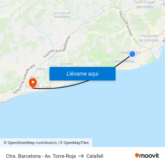 Ctra. Barcelona - Av. Torre-Roja to Calafell map