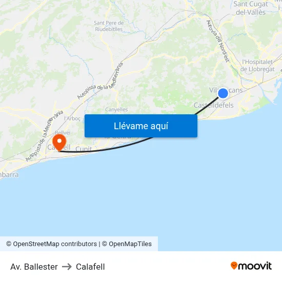 Av. Ballester to Calafell map