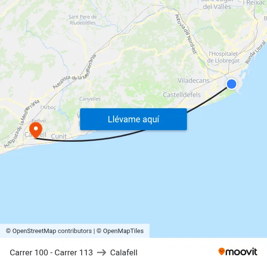 Carrer 100 - Carrer 113 to Calafell map