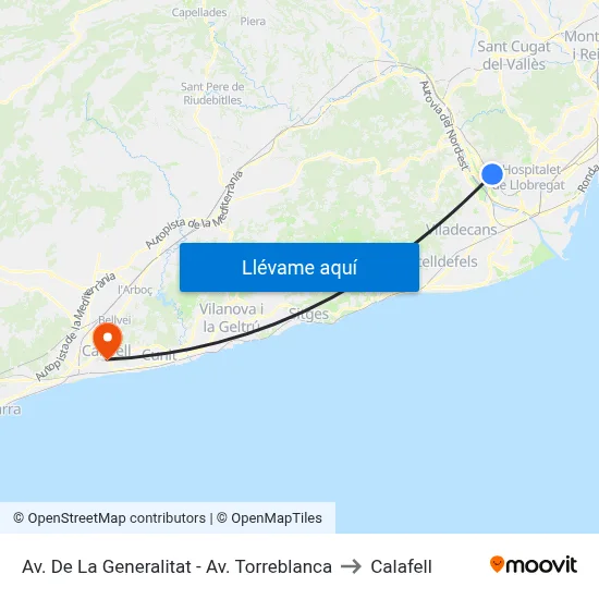 Av. De La Generalitat - Av. Torreblanca to Calafell map