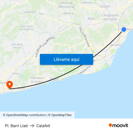 Pl. Barri Llatí to Calafell map
