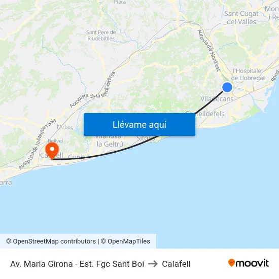 Av. Maria Girona - Est. Fgc Sant Boi to Calafell map
