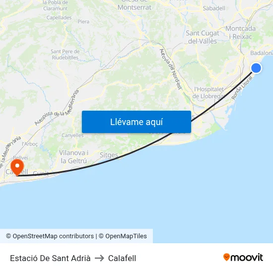 Estació De Sant Adrià to Calafell map