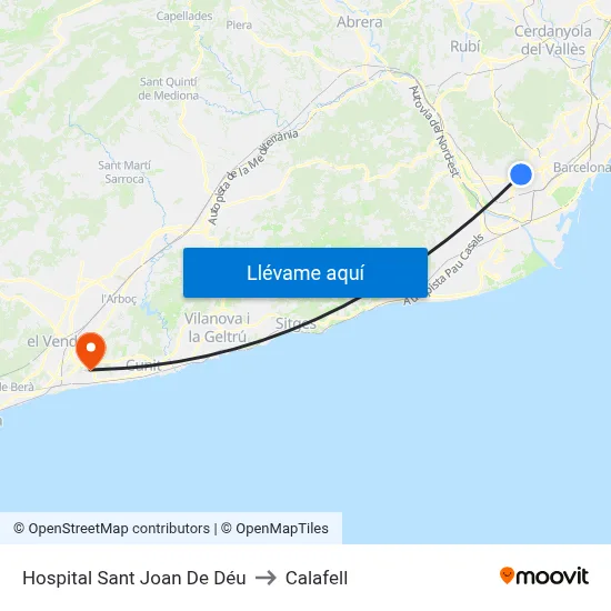 Hospital Sant Joan De Déu to Calafell map