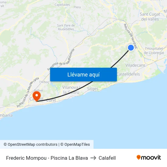 Frederic Mompou - Piscina La Blava to Calafell map