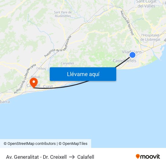 Av. Generalitat - Dr. Creixell to Calafell map