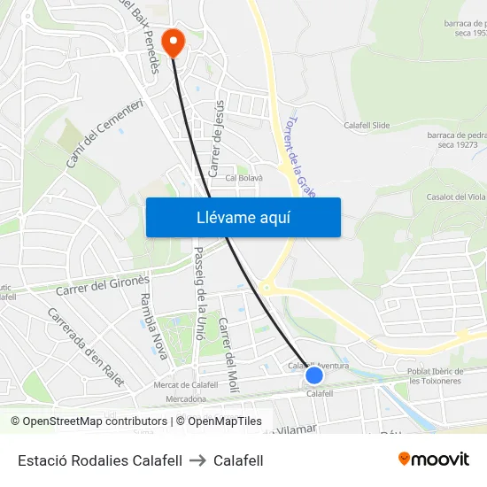 Estació Rodalies Calafell to Calafell map