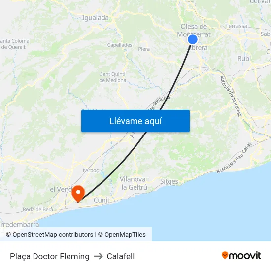 Plaça Doctor Fleming to Calafell map