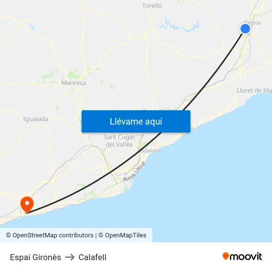Espai Gironès to Calafell map
